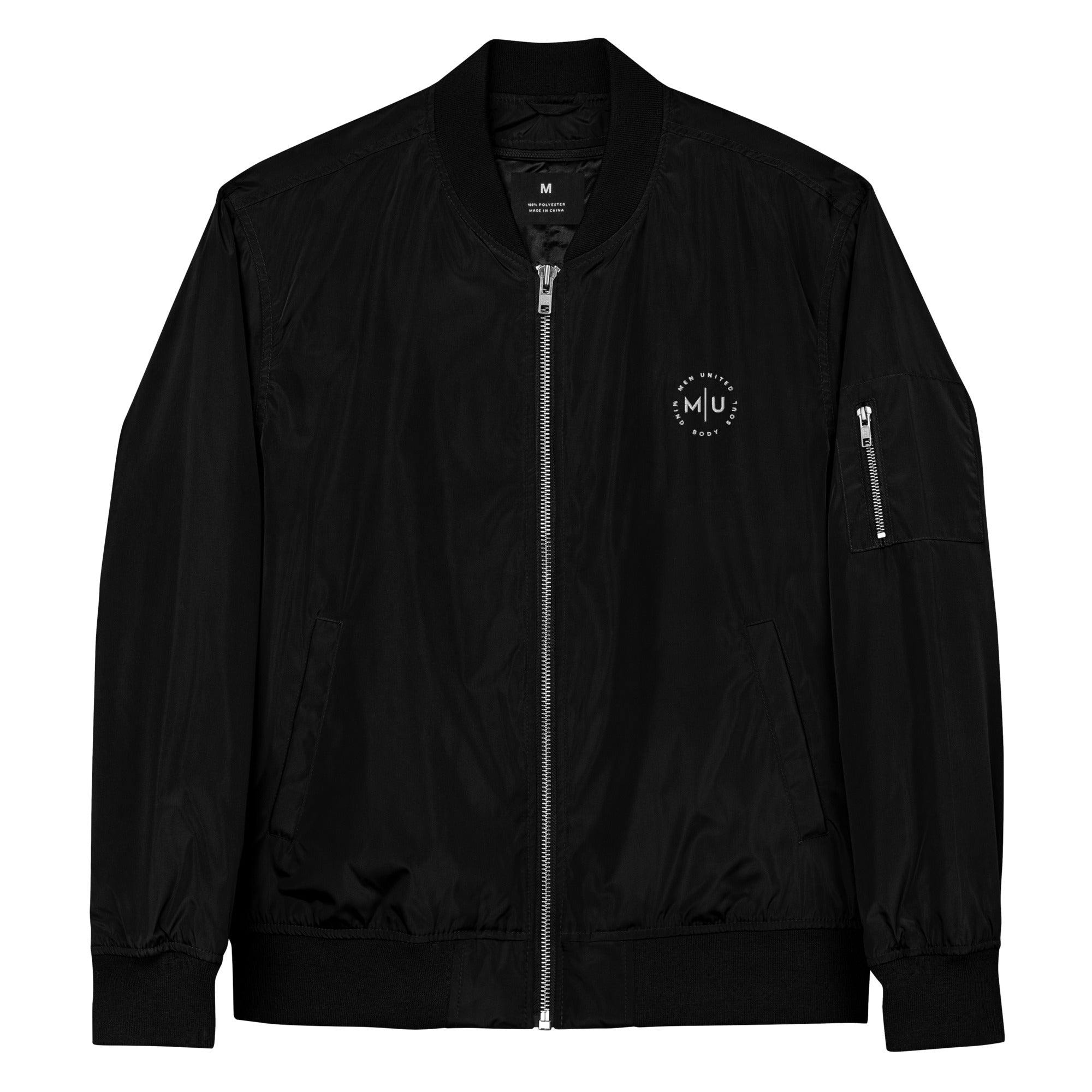 Premium recycled bomber jacket - premium-recycled-bomber-jacket-black-front-65e0046d1611a
